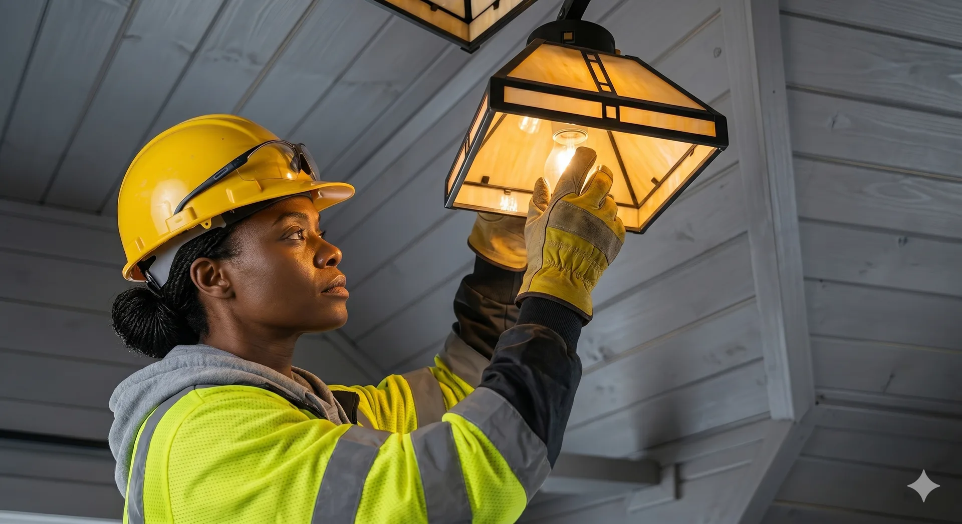 Technician completing a home repair